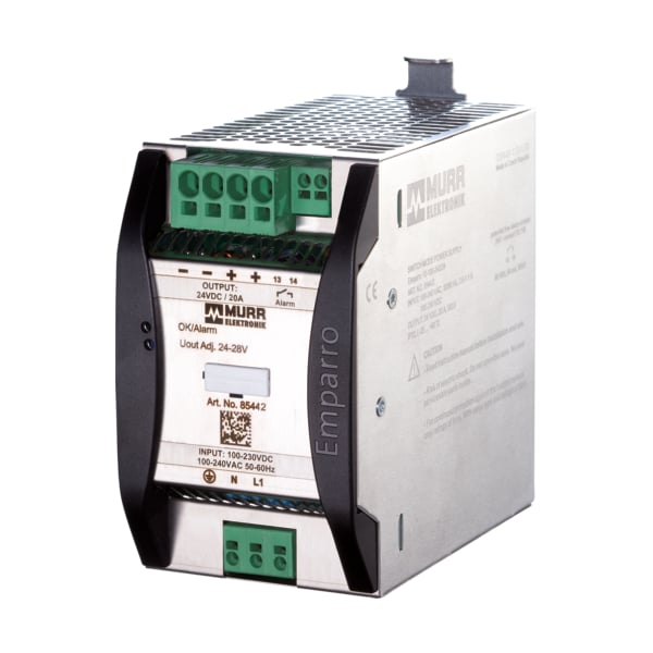 Murrelektronik EMPARRO POWER SUPPLY 1-PHASE, IN: 100-240VAC OUT: 48-56VDC/10A, Power Boost, Alarm Contact 85439 - main